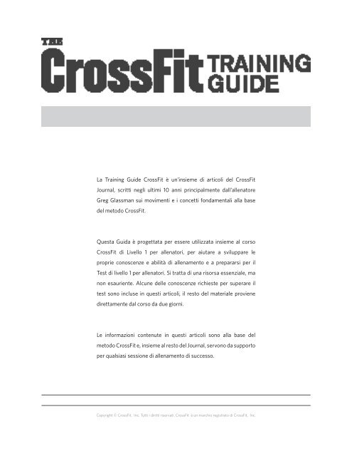 La Training Guide CrossFit è un'insieme di articoli del CrossFit ...