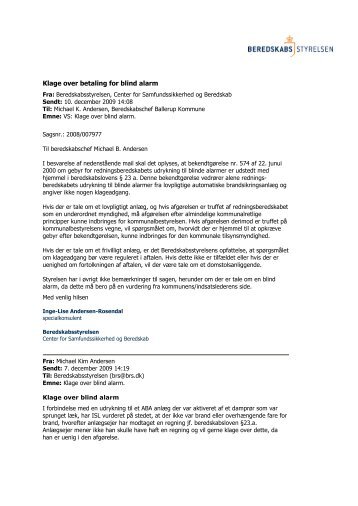 Klage over betaling for blind alarm - Beredskabsstyrelsen
