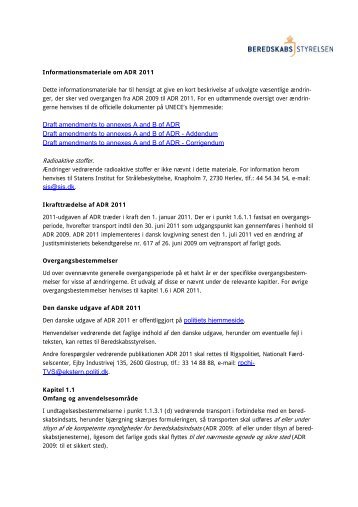 Informationsmateriale om ADR 2011 - Beredskabsstyrelsen