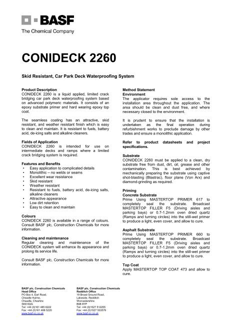 Conideck 2260 System Tds Basf Construction Chemicals