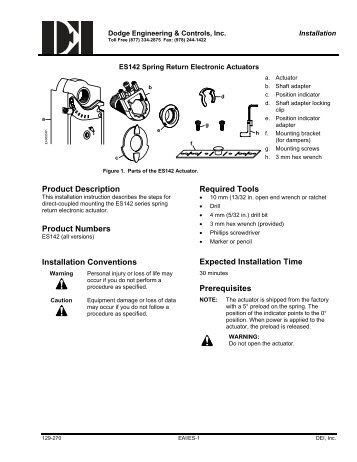 ES142 Installation Instructions - Dodge Engineering & Controls, Inc.