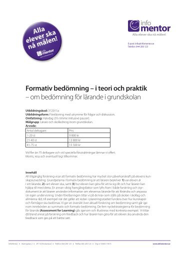 Formativ bedÃ¶mning â i teori och praktik â om ... - InfoMentor