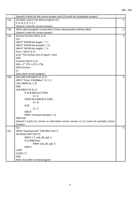 Marking Scheme