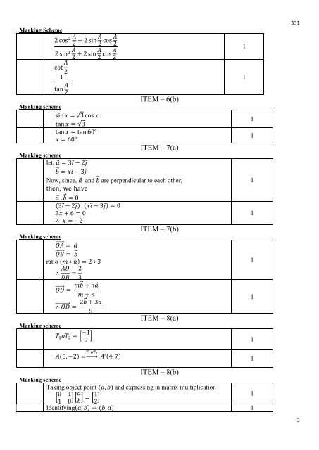 Marking Scheme