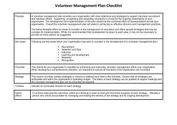Volunteer Management Plan Checklist - ClubsOnline