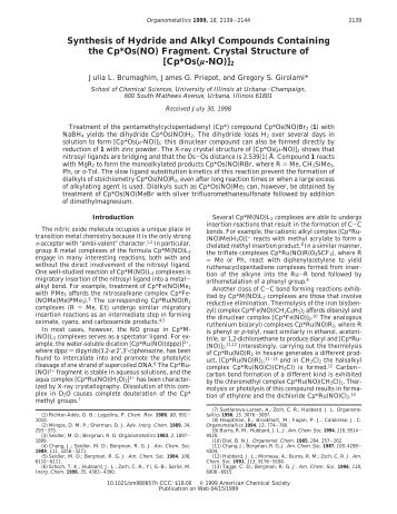 Synthesis of Hydride and Alkyl Compounds Containing the Cp* Os ...