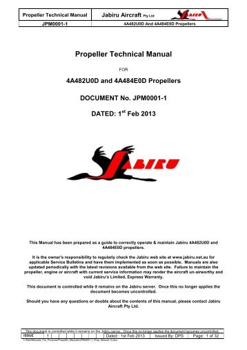 Propeller Technical Manual - Jabiru