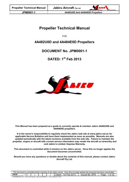 Propeller Technical Manual - Jabiru