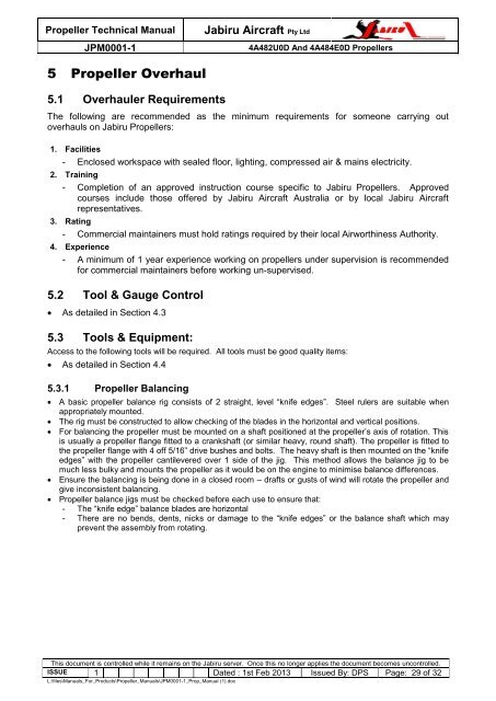 Propeller Technical Manual - Jabiru