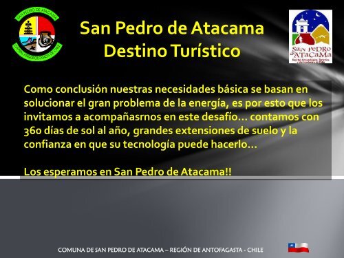 San Pedro de Atacama Destino TurÃ­stico SUSTENTABILIDAD ...