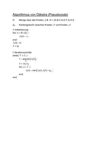 Algorithmus von Dijkstra (Pseudocode) [ ] [ ]