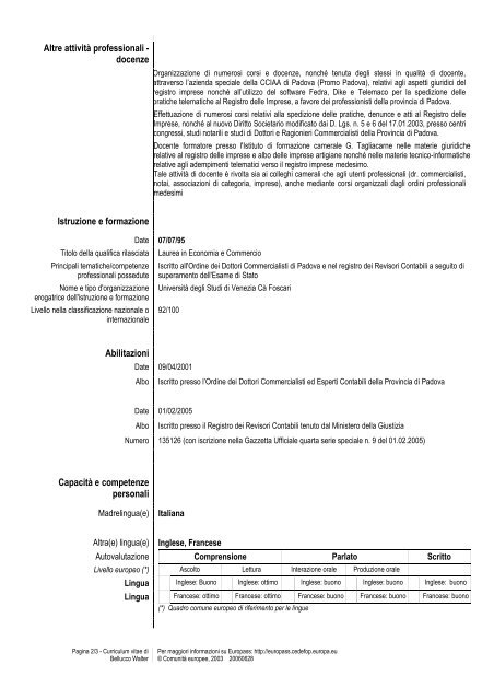 Curriculum - CCIAA di Pordenone