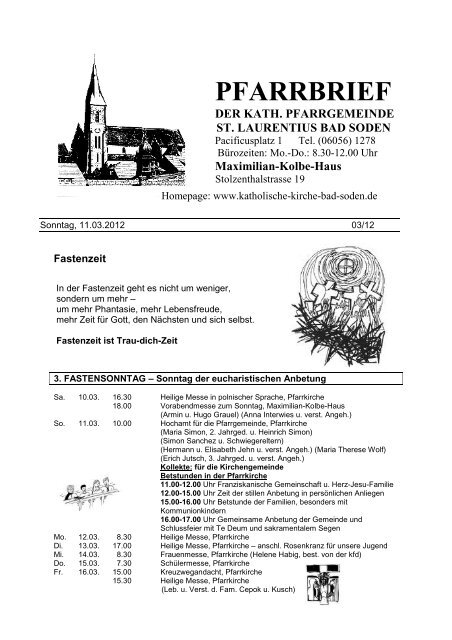 Pfarrbrief Marz April Katholische Pfarrgemeinde St Laurentius