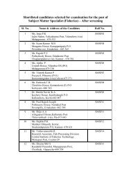 Shortlisted candidates selected for examination for the post of ...