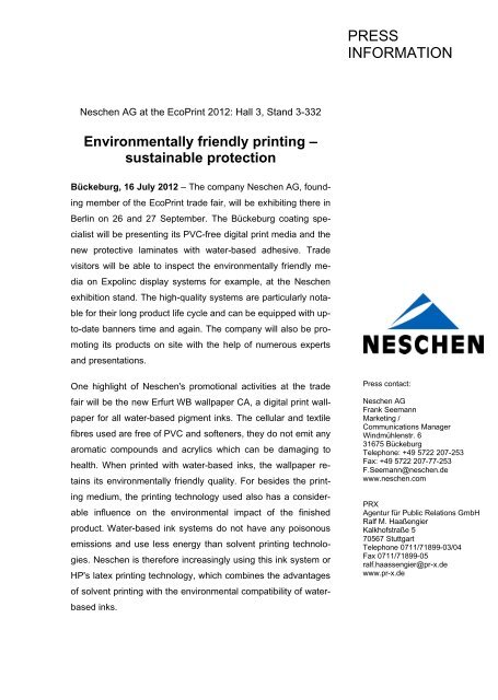 Environmentally friendly printing - Neschen AG