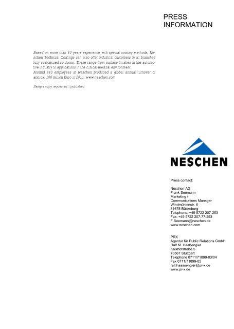 Environmentally friendly printing - Neschen AG