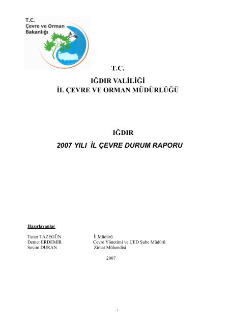 2007 çevre durum raporu - çevresel etki değerlendirme planlama ...