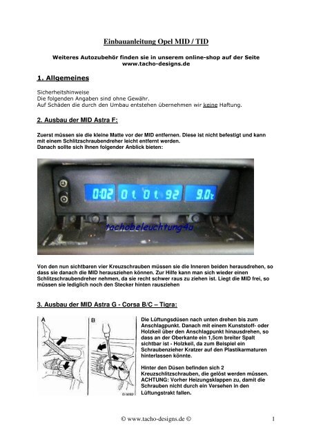 Einbauanleitung Opel MID / TID