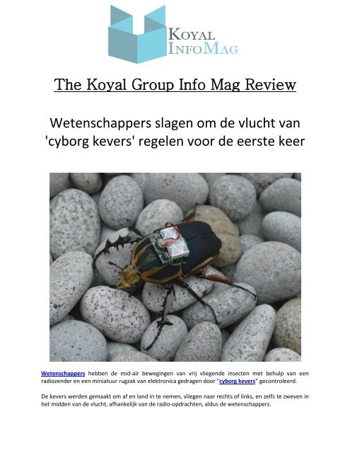 The Koyal Group Info Mag Review: Wetenschappers slagen om de vlucht van 'cyborg kevers' regelen voor de eerste keer