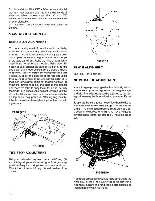 10" TILTING ARBOR SAW Model 66 - MIS Group, Inc.