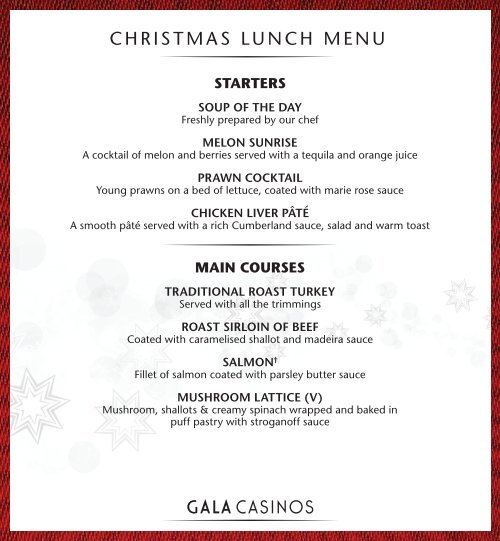 CHRISTMAS LUNCH MENU