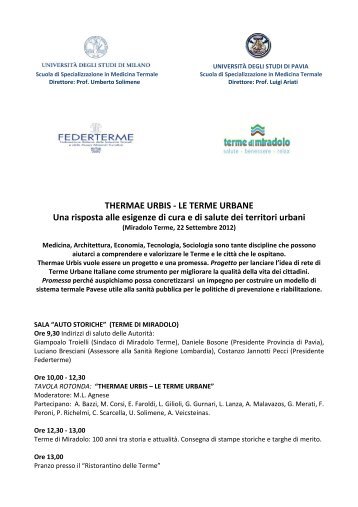 Programma - Centro di Ricerche in Bioclimatologia Medica ...