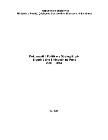 Dokumenti i Politikave Strategjik pÃ«r SigurinÃ« dhe ... - chemicals.al
