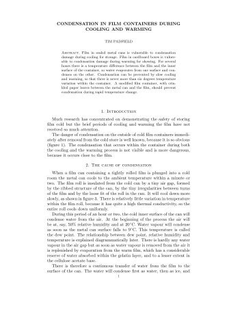 Condensation on film (pdf) - Conservation Physics - Index