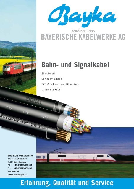 Bahn- und Signalkabel - Bayka BAYERISCHE KABELWERKE AG