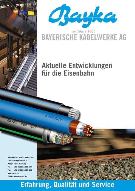 Bahn- und Signalkabel - Bayka BAYERISCHE KABELWERKE AG