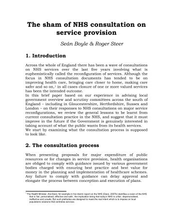 The sham of NHS consultation on service provision