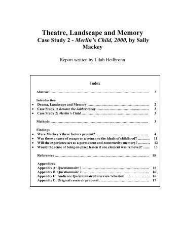 Appendix B: Theatre, Landscape and Memory report