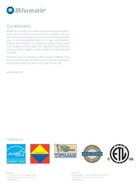 Blueair product brochure (pdf)