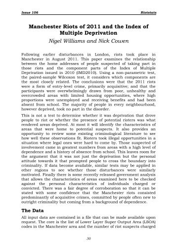 Manchester Riots of 2011 and the Index of Multiple Deprivation ...
