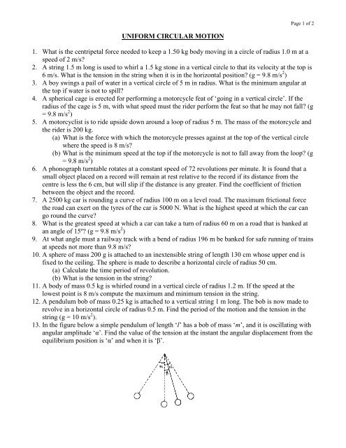 UNIFORM CIRCULAR MOTION