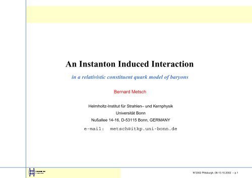 Bernard Metsch Bonn Evidence For Instantons In The Baryons