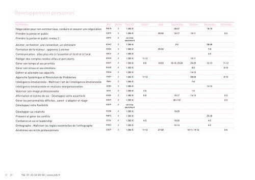 TÃ©lÃ©charger le calendrier de nos formations - PLB Consultant