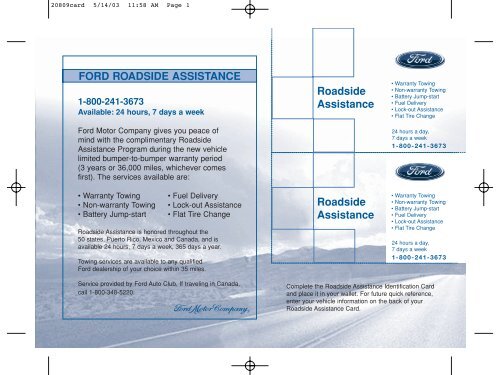 Ford Roadside Assistance Phone Number >> Ford Mustang 2004 Roadside Assistance Card Printing 1 Pdf Ford Roadside Assistance Phone Number >> Ford Mustang 2004 Roadside Assistance Card Printing 1 Pdf