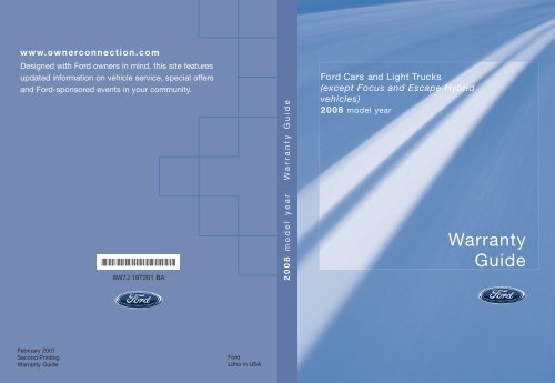 Ford Escape 2008 - Warranty Guide Cover Printing 2 (pdf)