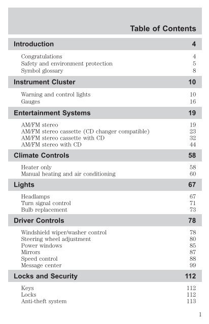 Ford Windstar 2002 - Owner Manual Printing 2 (pdf)