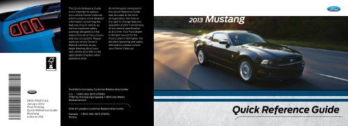 Ford Mustang SVT 2013 - Quick Reference Guide Printing 1 (pdf)