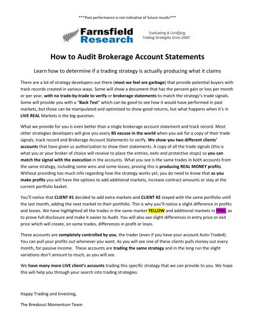 How to Audit Brokerage Account Statements