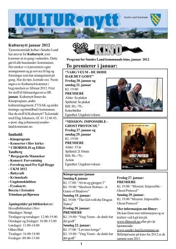 Kulturnytt januar 2012 - SÃ¸ndre Land kommune