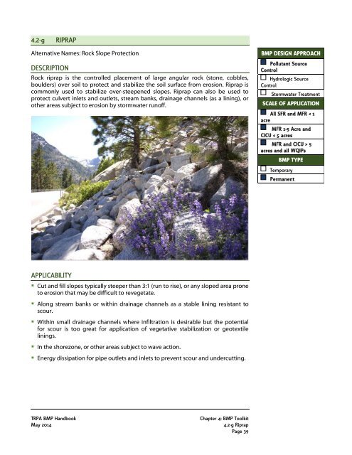 Riprap Pattern Bitmap 4.2-g RIPRAP DESCRIPTION APPLICABILITY - Tahoe BMP