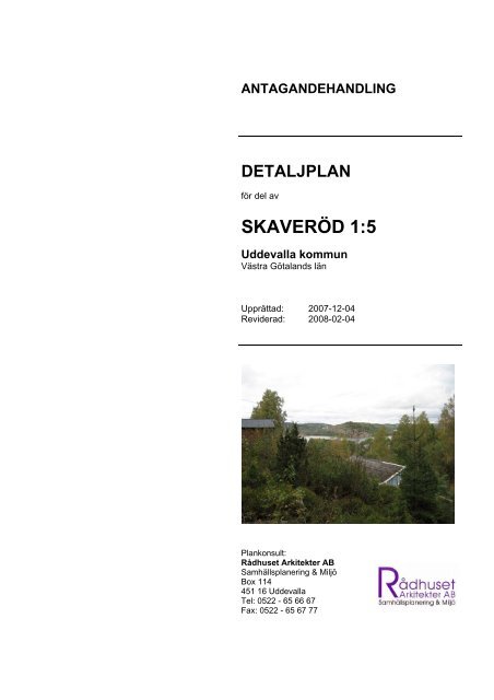 Detaljplan fÃ¶r del av SKAVERÃD 1:5 - Uddevalla kommun