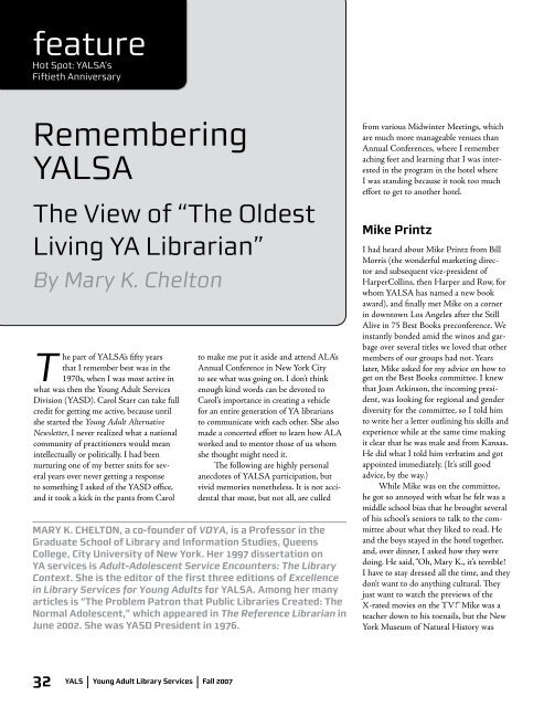 Fall 2007 - YALSA - American Library Association