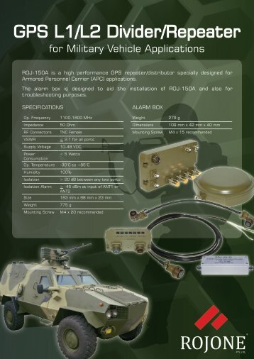 GPS L1/L2 Divider/Repeater for Military Vehicle Applications - Rojone