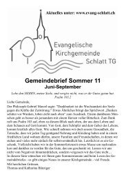 Gemeindebrief Sommer 11 - Evangelische Kirchgemeinde Schlatt