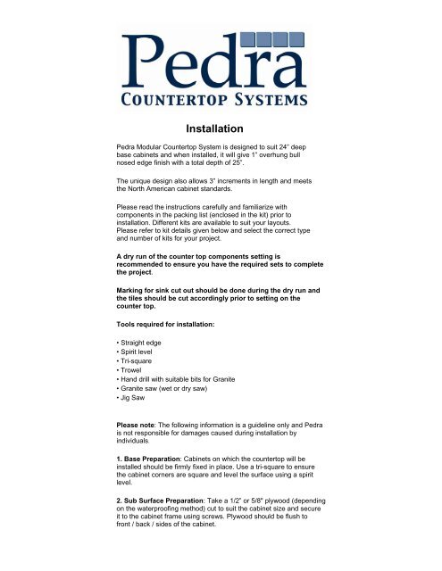 Pedra Modular Countertop Installation Instructions Builddirect