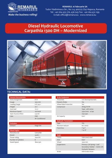 Diesel hydraulic locomotives 1360 HP - modernised for ... - Remarul